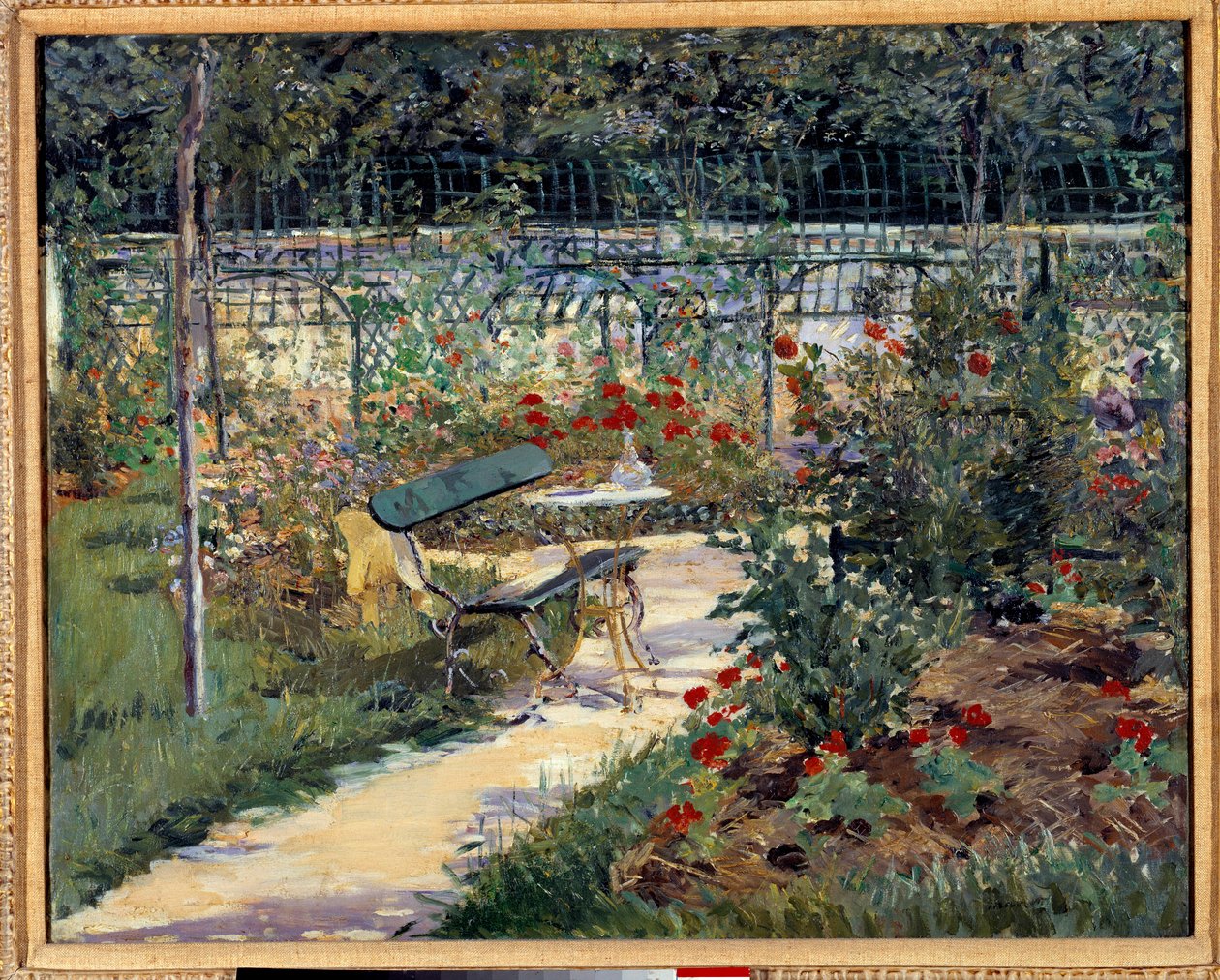 Min have, bænken. Maleri af Edouard Manet (1832-1883) af Édouard Manet