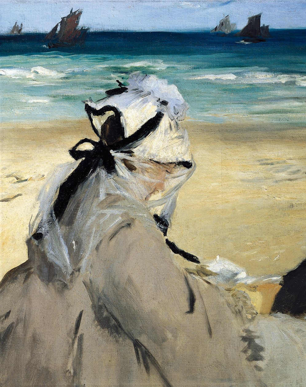 On the Beach, af Edouard Manet, detaljer af Édouard Manet