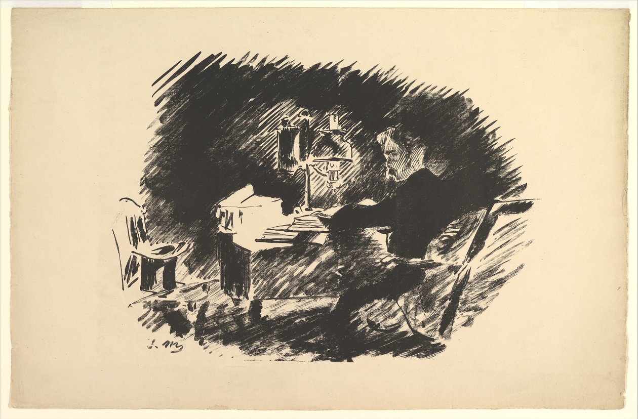 Once Upon a Midnight Dreary. Illustration til Ravnen af Edgar Allan Poe, 1875. af Édouard Manet
