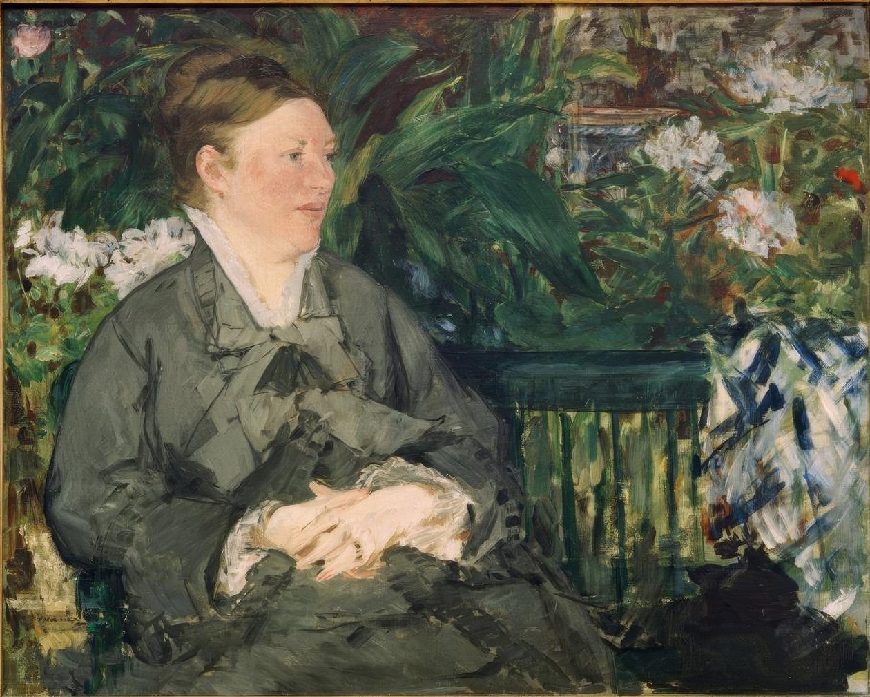 Portræt af Madame Manet i drivhuset af Édouard Manet