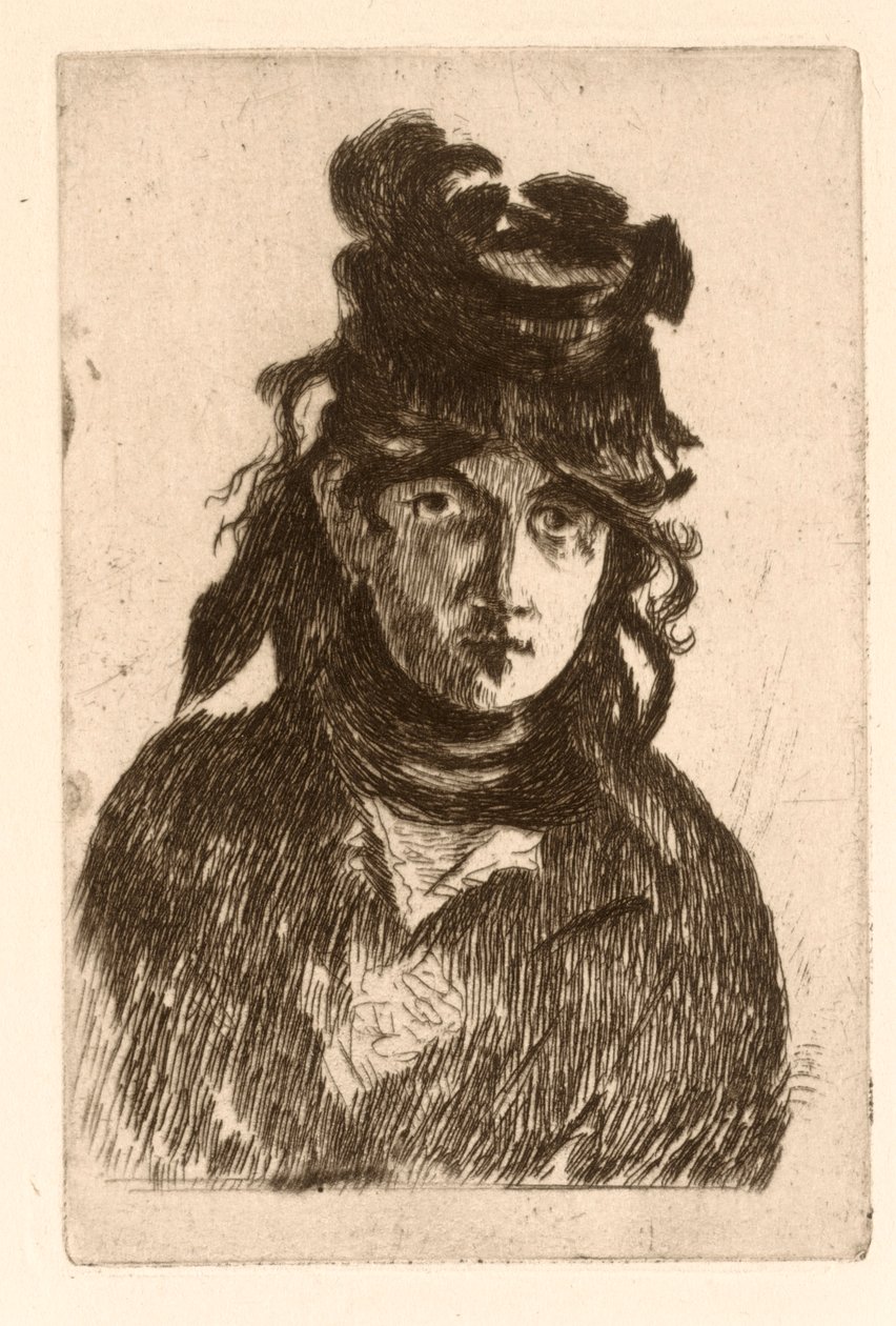 Portræt af Berthe Morisot. af Édouard Manet