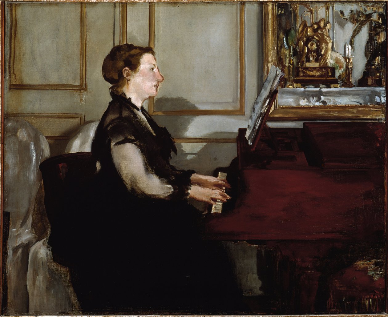 Portræt af Madame Manet (Suzanne Leenhoff) ved klaveret (olie på lærred af Édouard Manet