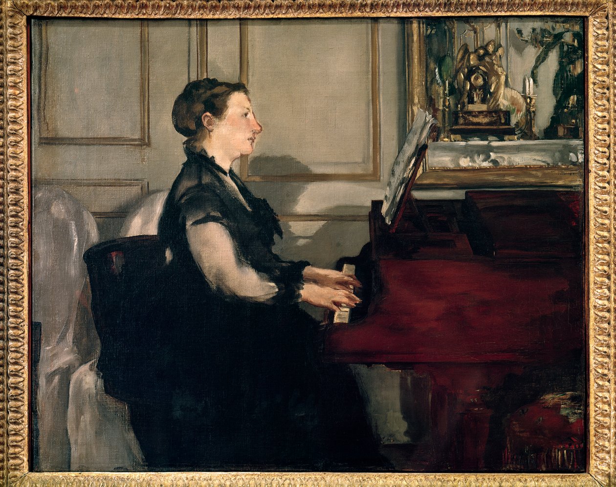 Portræt af Madame Manet på klaveret Maleri af Edouard Manet (1832-1883) af Édouard Manet