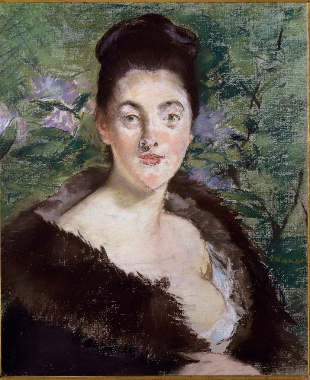Portræt af ukendt eller kvinden i pels (olie på lærred af Édouard Manet