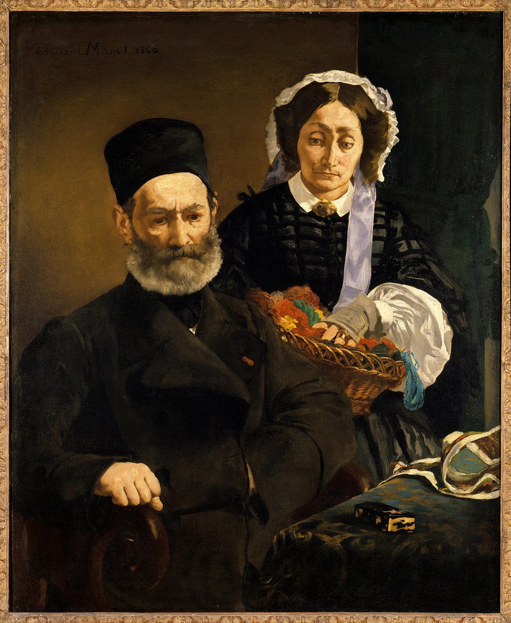 Portrætter af Monsieur og Madame Auguste Manet, forældre til kunstneren Maleri af Edouard Manet (1832-1883) 1860 Søn. 1,1x0,9 m Paris, musee d