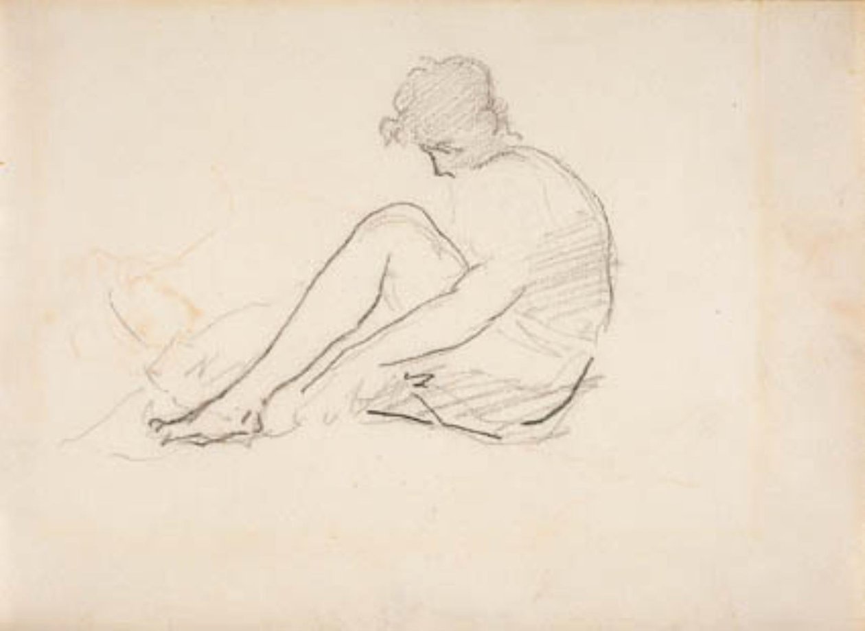 Siddende kvinde (En let skitse af et mandshoved) af Édouard Manet