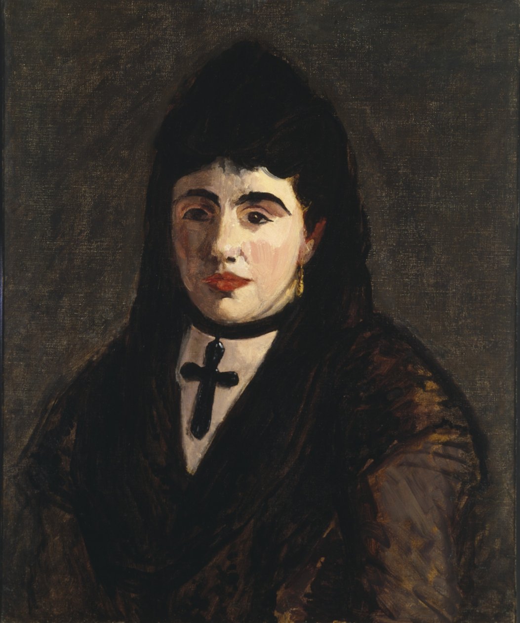Spansk kvinde iført et sort kors af Édouard Manet