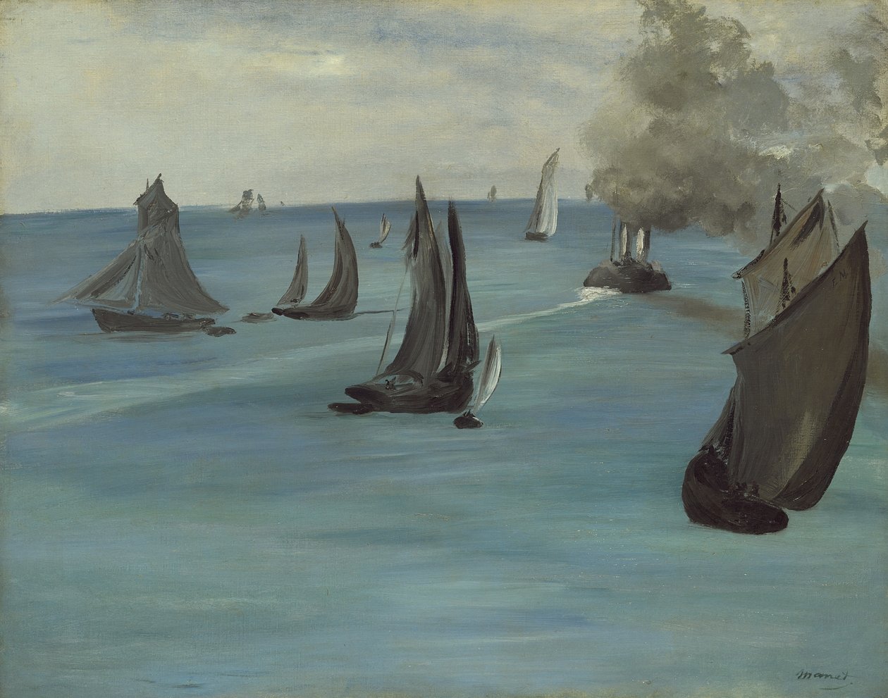 Dampbåd forlader Boulogne, 1864 af Édouard Manet