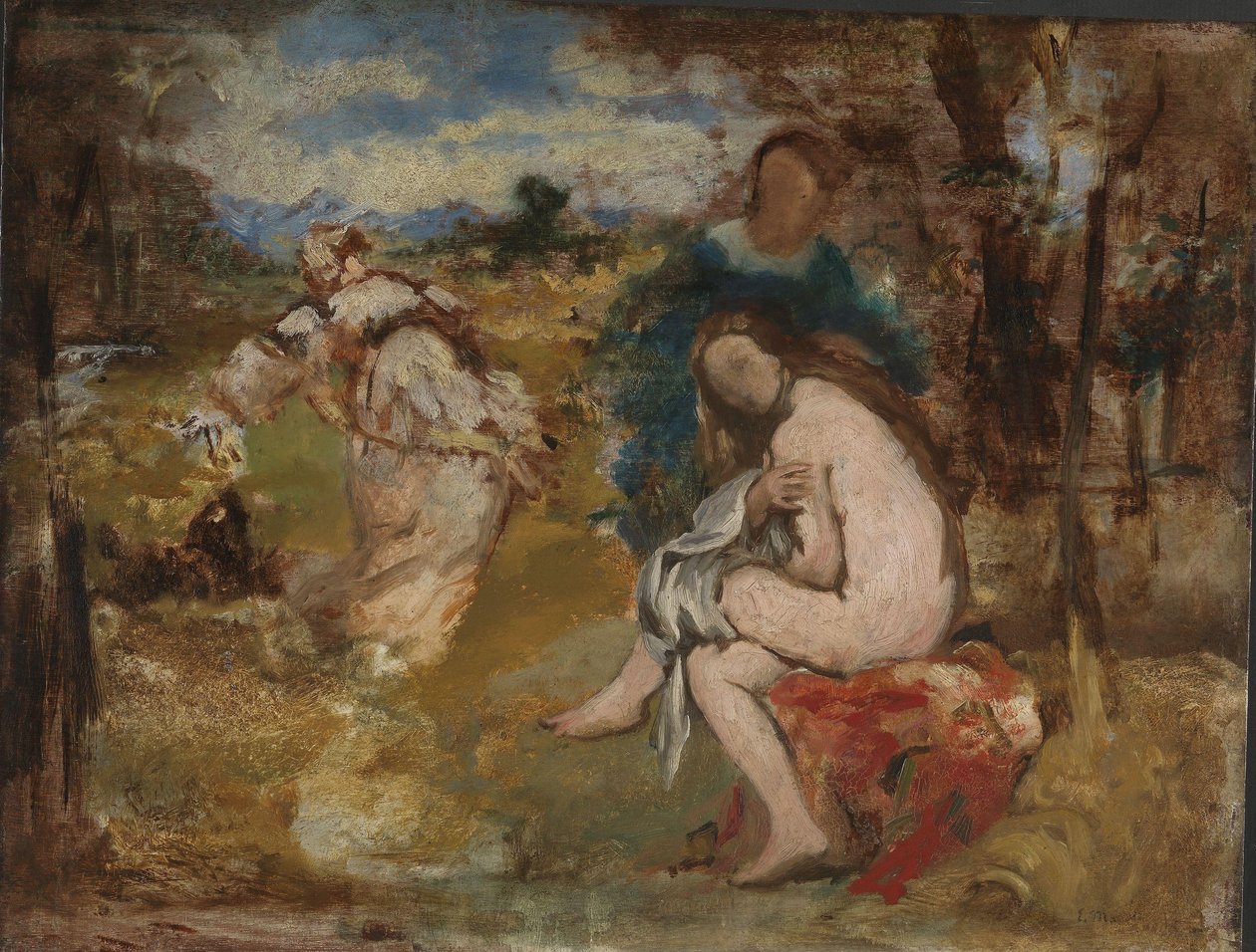 Overrasket nymfe, ca. 1860 (olie på lærred) af Édouard Manet