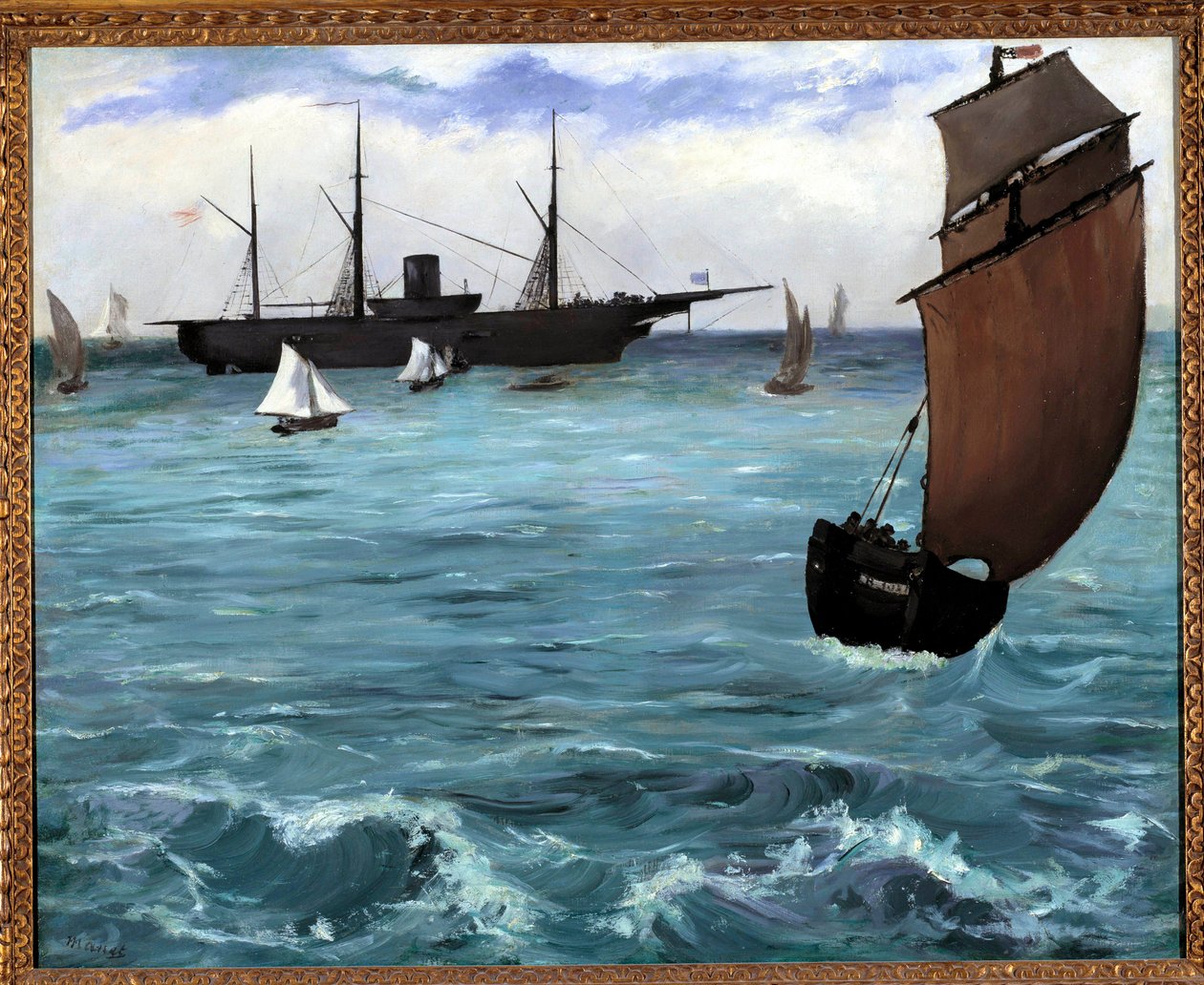 Det amerikanske skib Kearsarge har Boulogne sur mer maleri af Edouard Manet (1832-1883) 1864. Privat samling af Édouard Manet