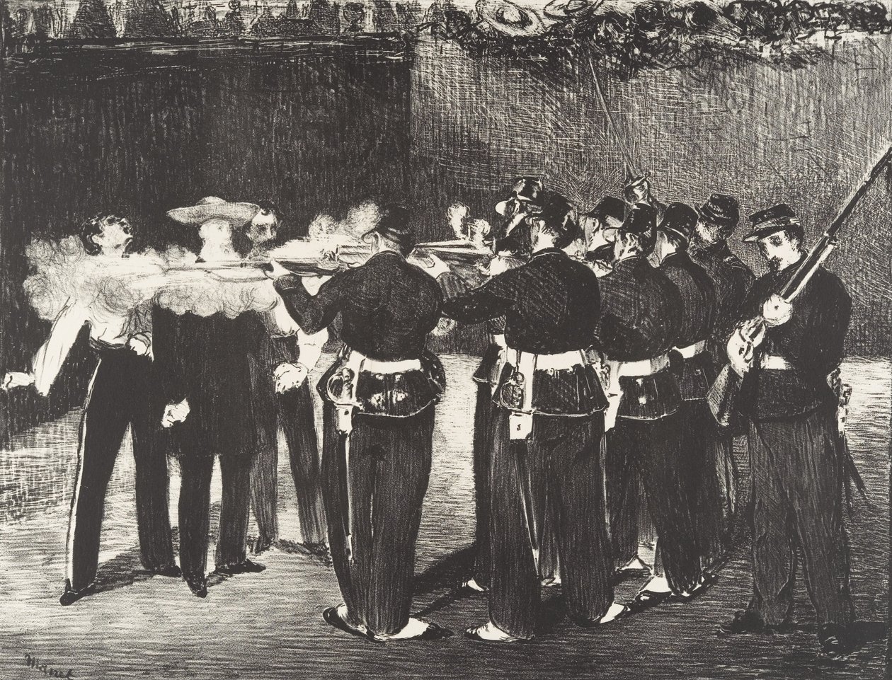 Henrettelsen af ​​kejser Maximilian Henrettelsen af ​​Maximilian, 1868. af Édouard Manet