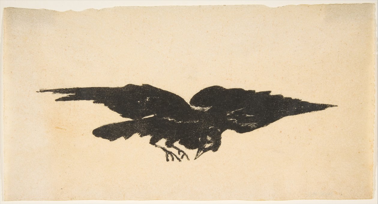 The Flying Raven, Ex Libris for The Raven af Edgar Allan Poe, 1875. af Édouard Manet