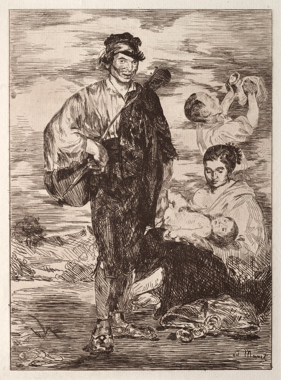 Sigøjnerne (radering) af Édouard Manet