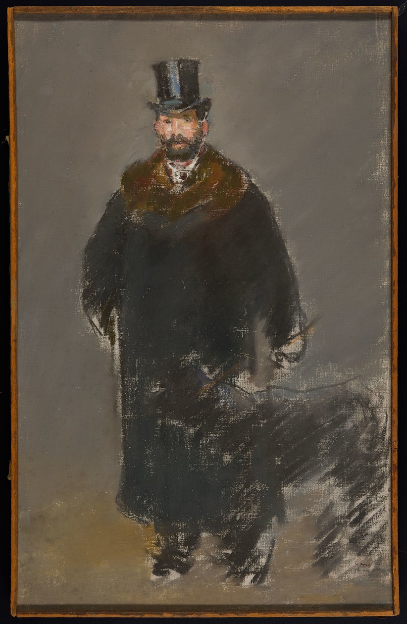 Manden med hunden, ca. 1882 (pastel på lærred, præpareret med grå gouachemaling) af Édouard Manet