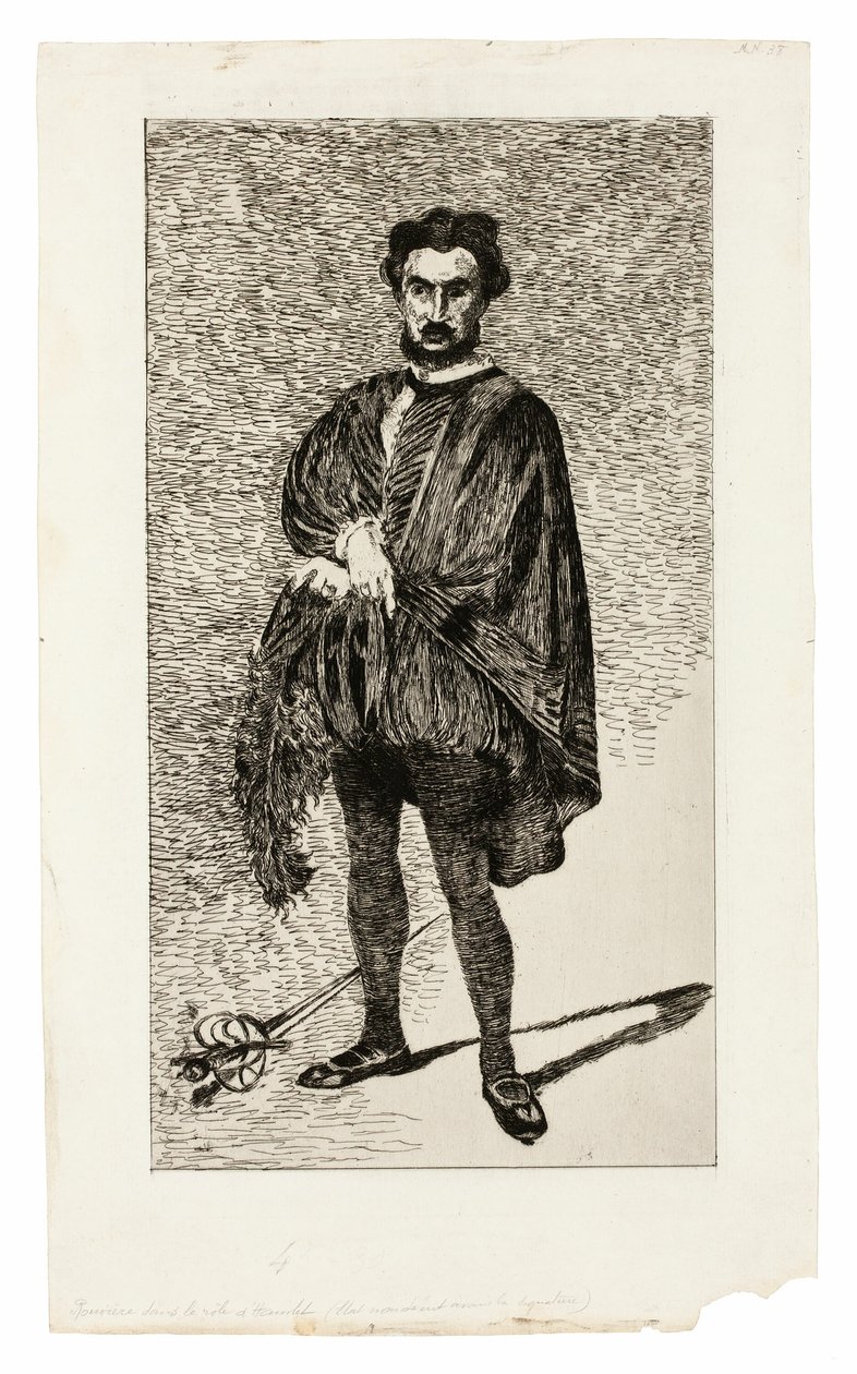 Den tragiske skuespiller (Rouvière i rollen som Hamlet) af Édouard Manet