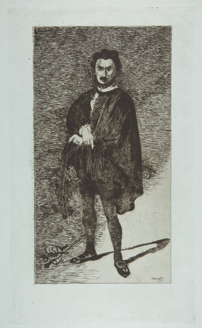 Den tragiske skuespiller: Rouvière i rollen som Hamlet, 1865-66. af Édouard Manet