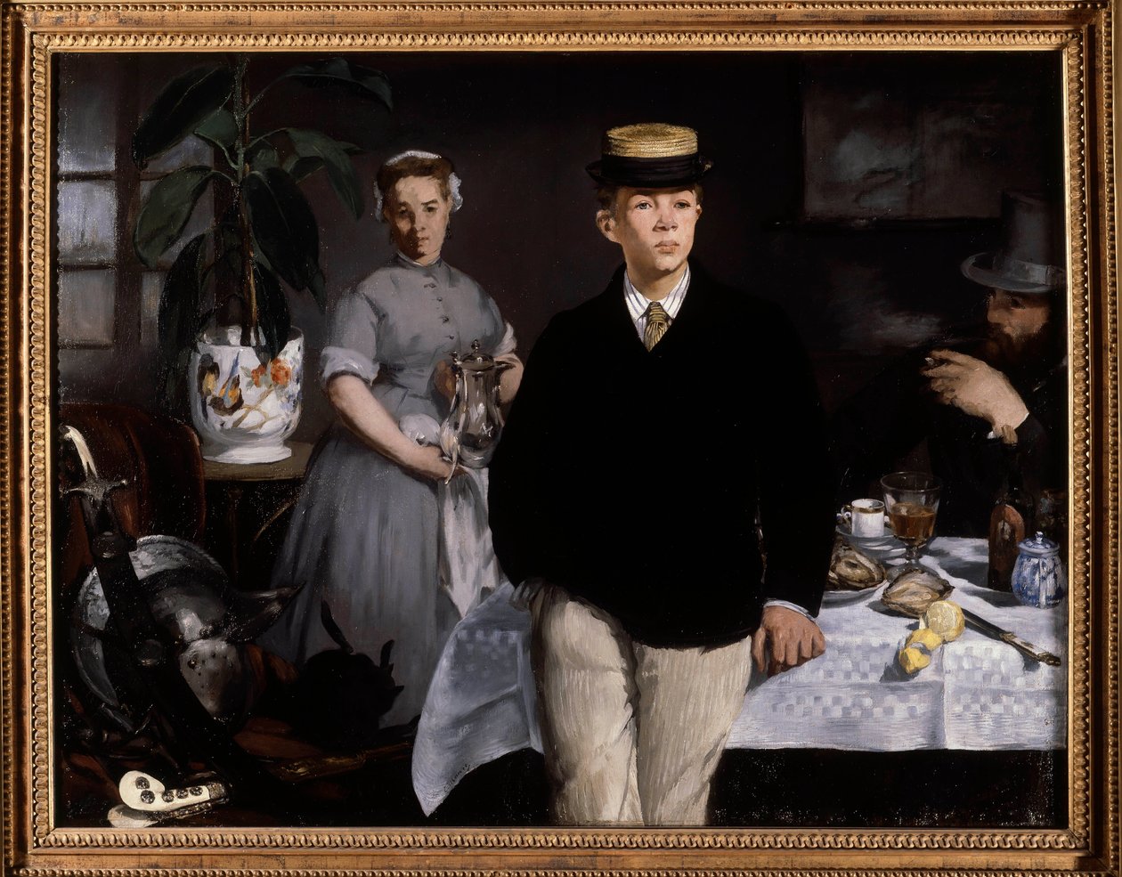 Morgenmaden i værkstedet Maleri af Edouard Manet (1832-1883) 1868 Søn. 1,18x1,54 m München, Neue Pinakothek - Morgenmad i studiet. Maleri af Edouard Manet (1832-1883) af Édouard Manet