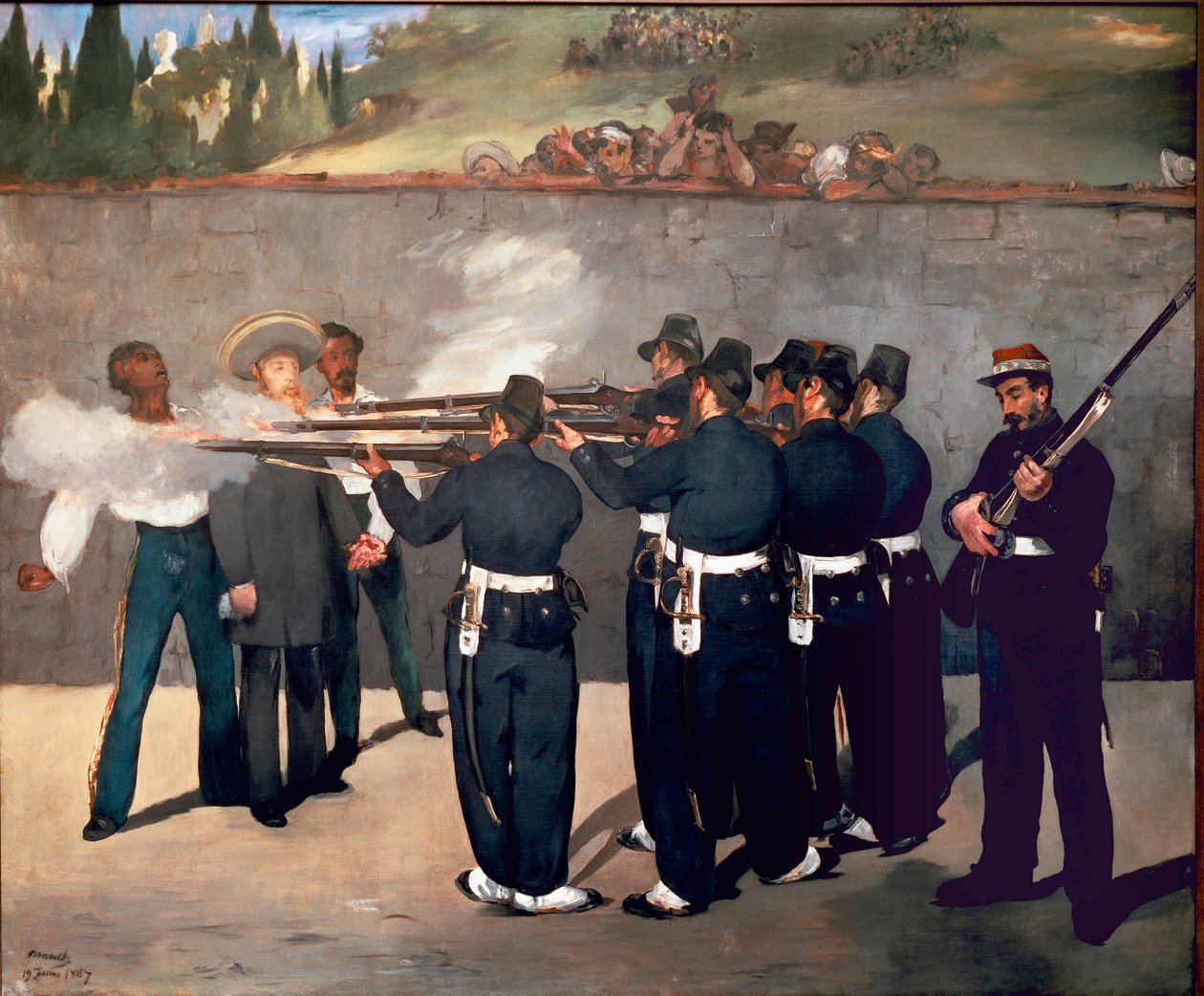 Henrettelsen af kejser Maximilian. Skydning af Maximilian I fra Mexico den 14. juni af Édouard Manet