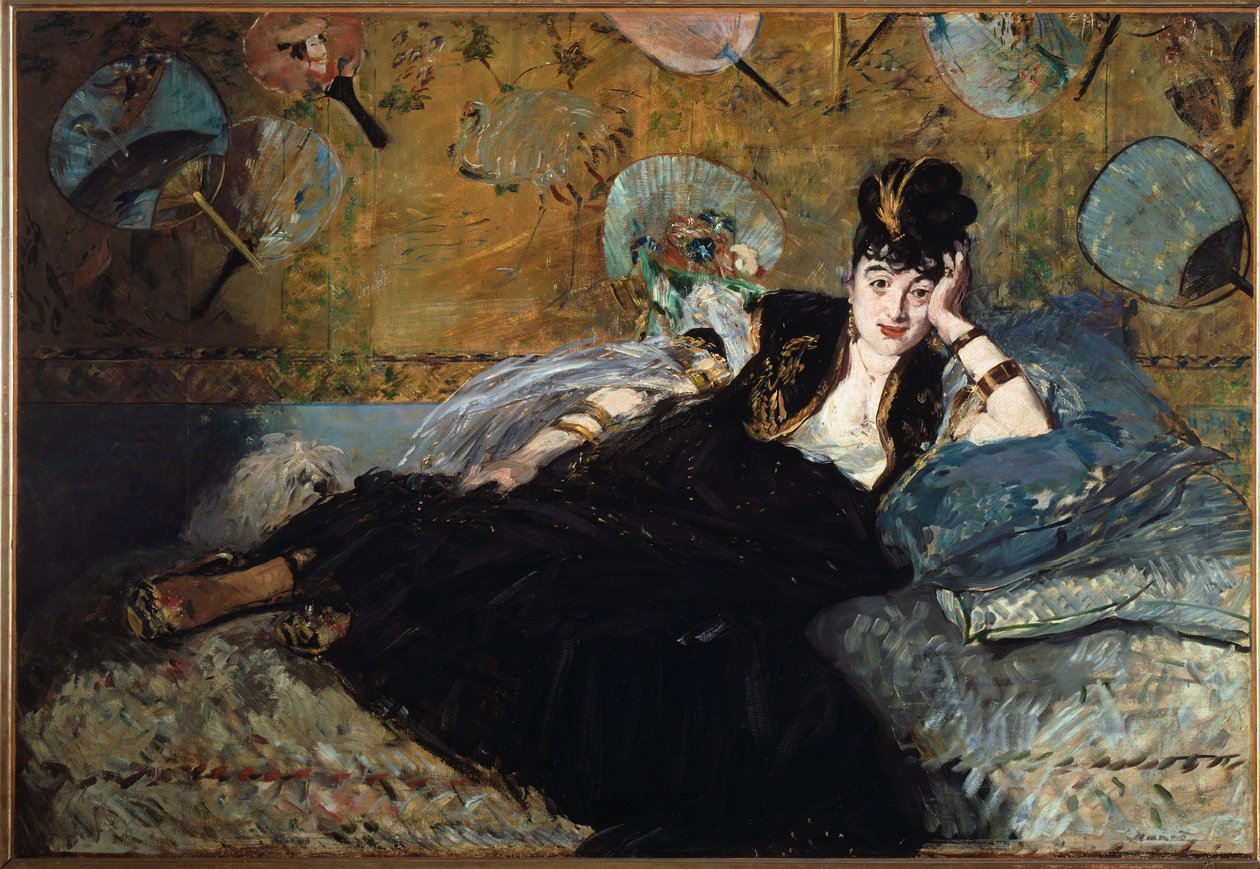 Damen ved eventhalerne, Nina de Callias -1873. Olie på lærred af Édouard Manet