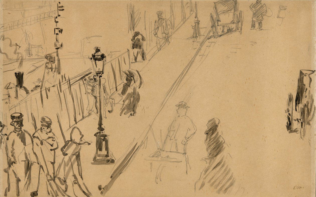 Rue Mosnier med gaslampe af Édouard Manet