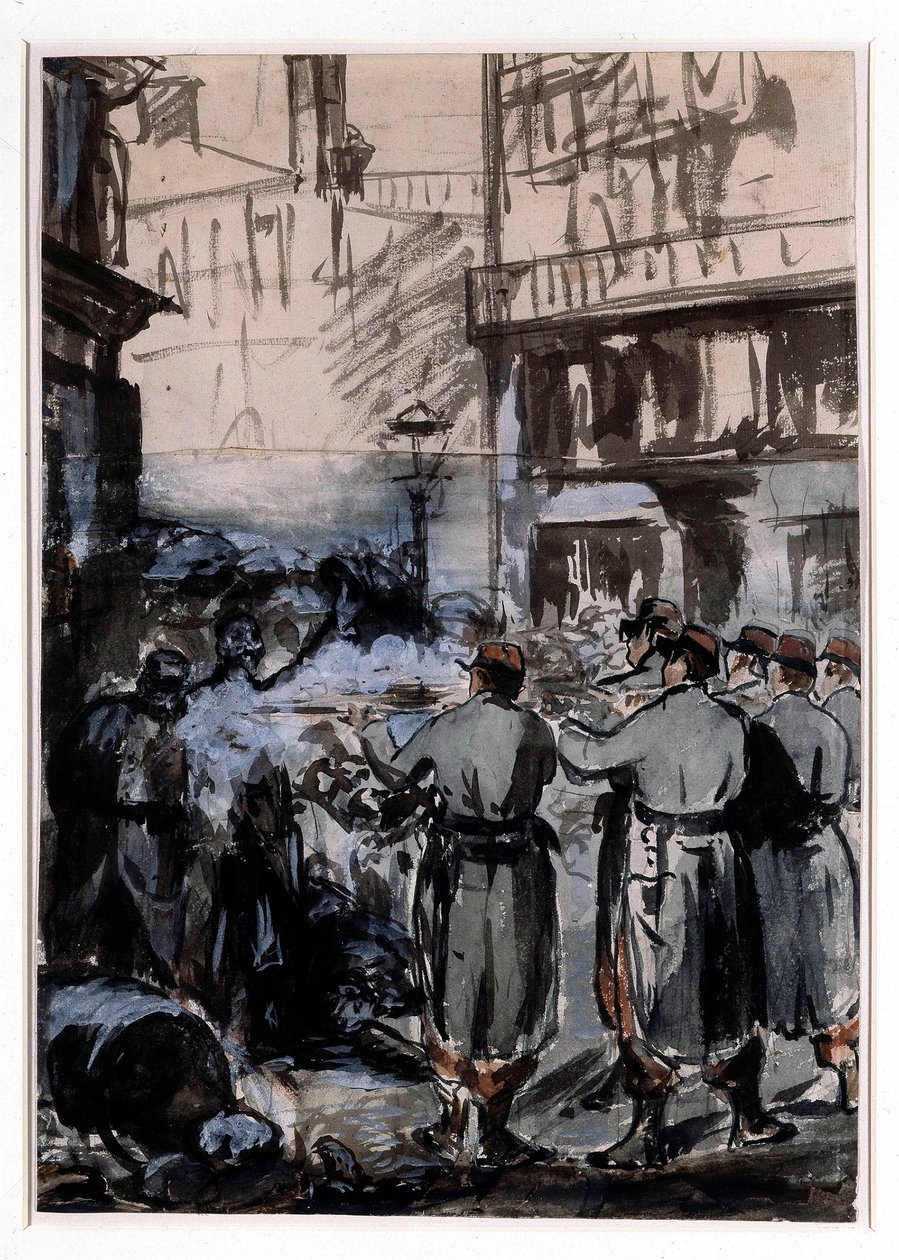 By 1871: "" barrikaden"" Tegning af Edouard Manet (1832-1883) 1871 Dim. 46,2 x 32,5 m af Édouard Manet