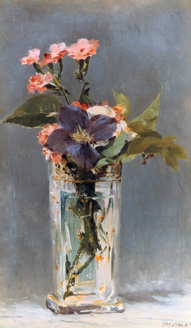 Violer og Clematis i en krystalvase, 1882 af Édouard Manet