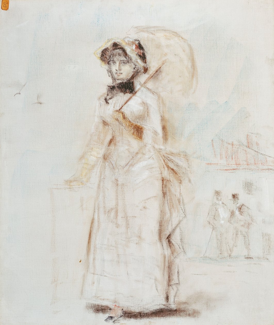 Kvinde, der går med åben paraply; Kvinde ude at gå med en åben parasol, 1880 af Édouard Manet