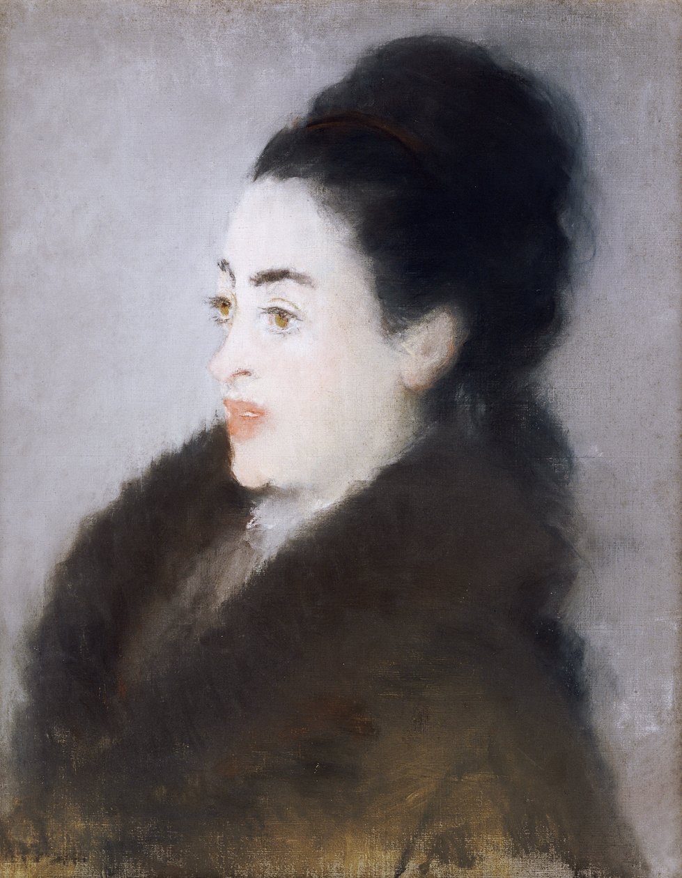 Kvinde i en pelsfrakke i profil, 1879 af Édouard Manet