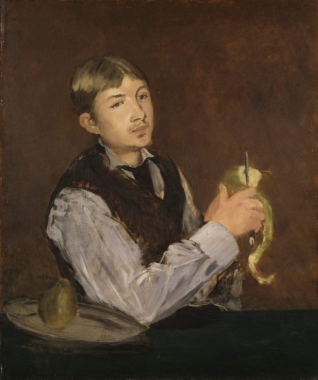 Ung dreng, der skræller en pære, ca. 1867 af Édouard Manet