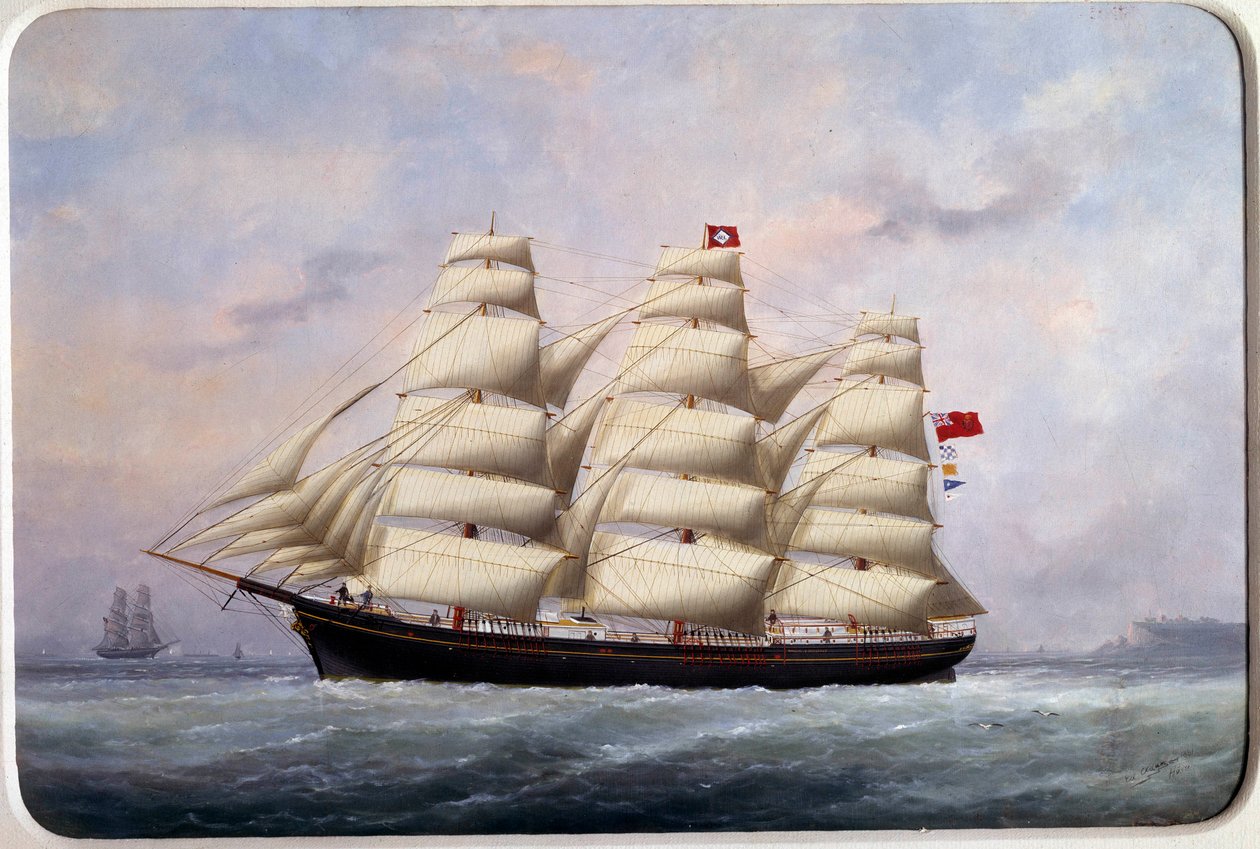 Sejlbåden William Lawrence Watercolor af Edouard Adam (1847-1929) 1881 Paris, Musee de la Marine af Edouard Marie Adam