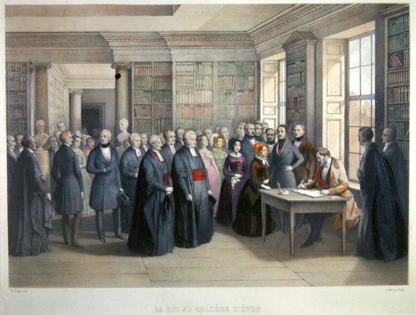 Kong Louis-Philippe underskriver besøgsbogen under sit besøg på Eton College den 10. december af Edouard Pingret