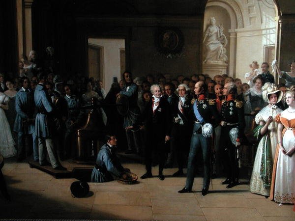 Zar Alexander I (1777-1825) besøgte Paris Hotel de La Monnaie den 25. maj 1814 af Edouard Pingret
