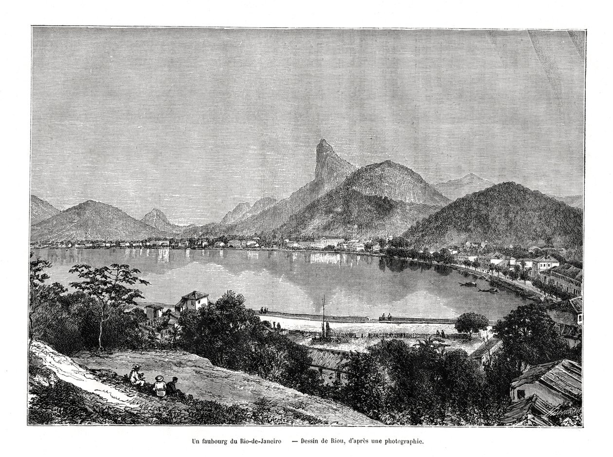 En forstad til Rio de Janeiro, Brasilien, 1800-tallet af Edouard Riou
