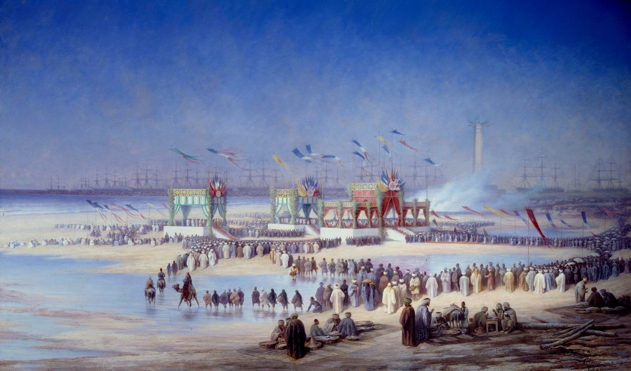 Ceremoni for indvielsen af Suez-kanalen ved Port Said (Port-Said) 17. november af Edouard Riou