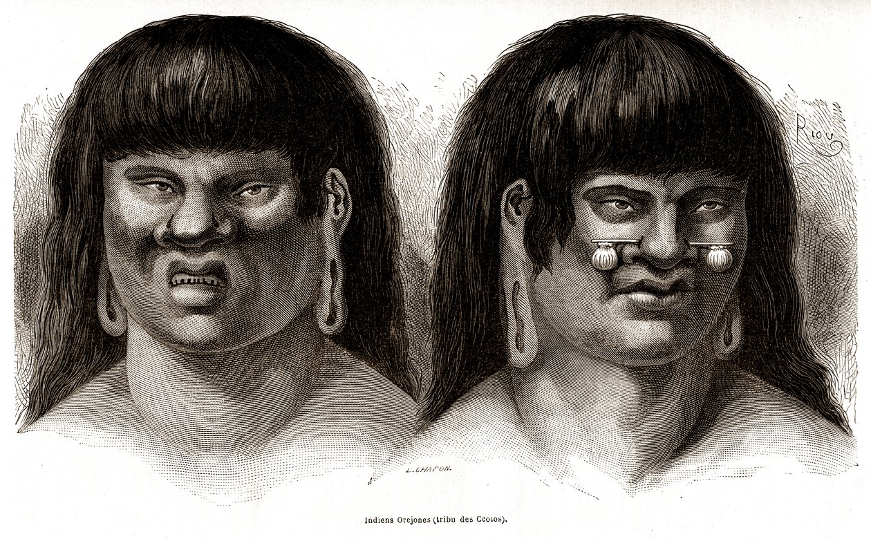 Et par peruvianske Orejones-indianere (Ccotos-stammen) af Edouard Riou