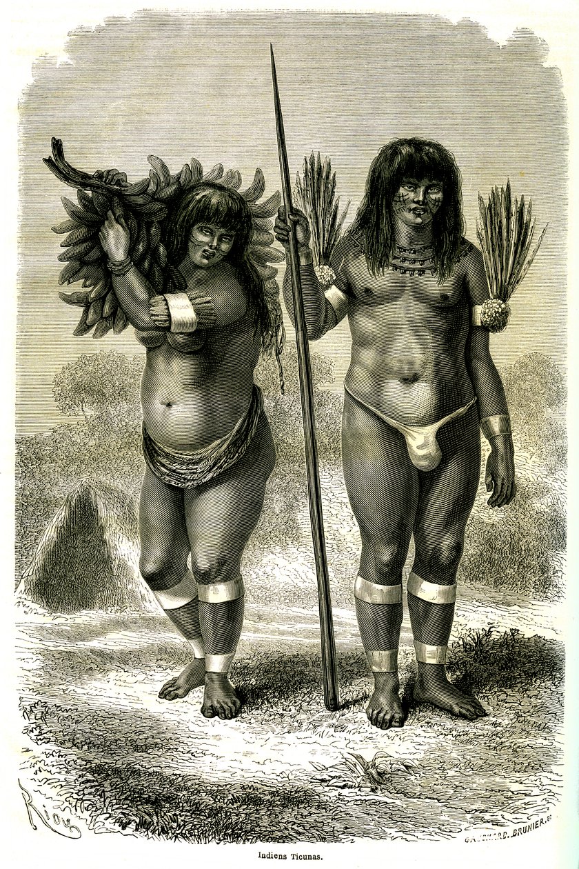 Et par Ticuna-indianere fra Peru af Edouard Riou