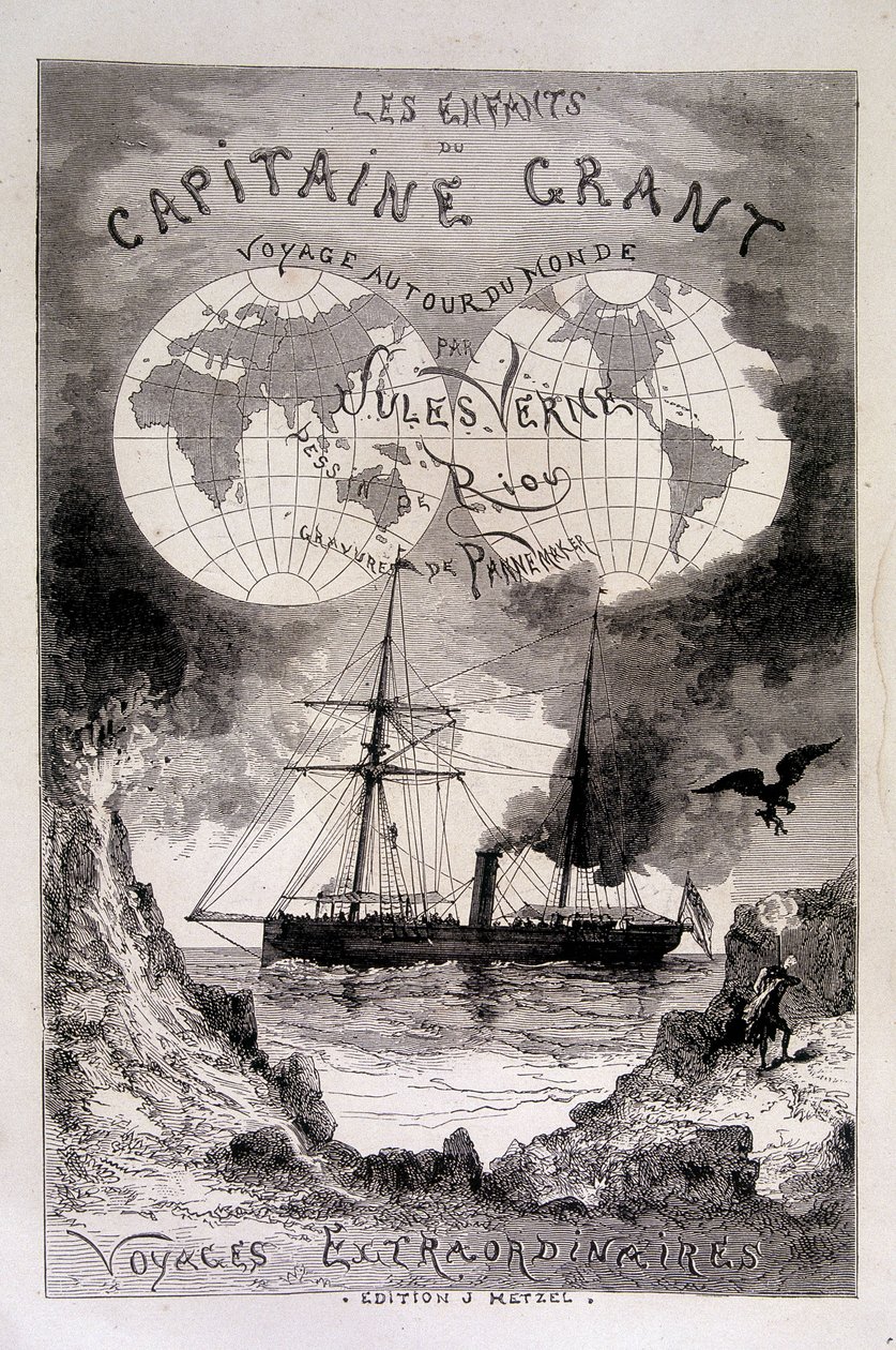 Frontispice "The Children of Captain Grant" af Jules Verne af Edouard Riou