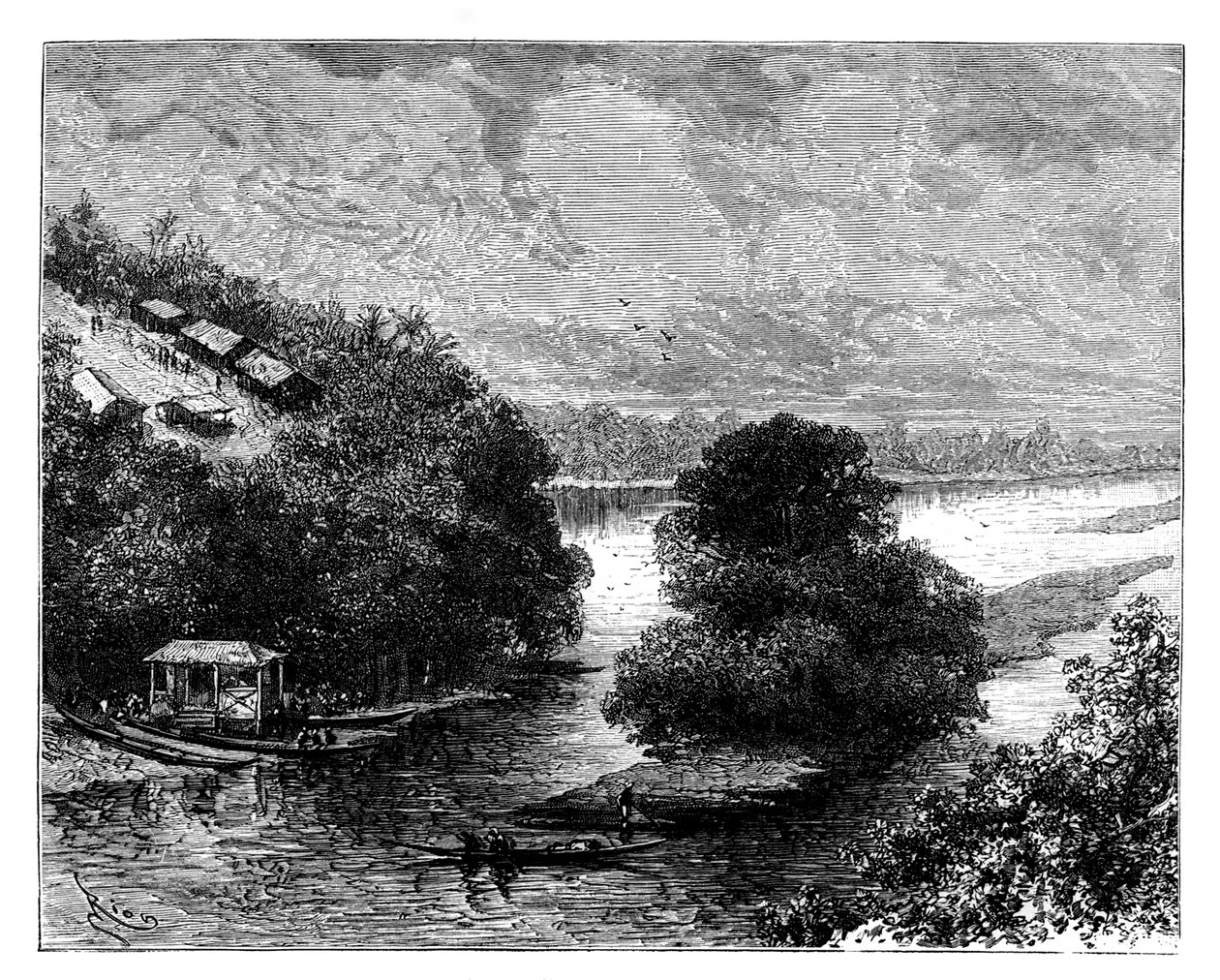 LOgooue, Congo, Afrika, 1800-tallet. af Edouard Riou
