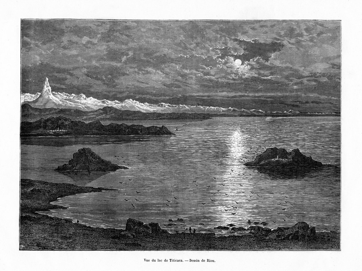 Titicaca-søen, Sydamerika, 1800-tallet af Edouard Riou