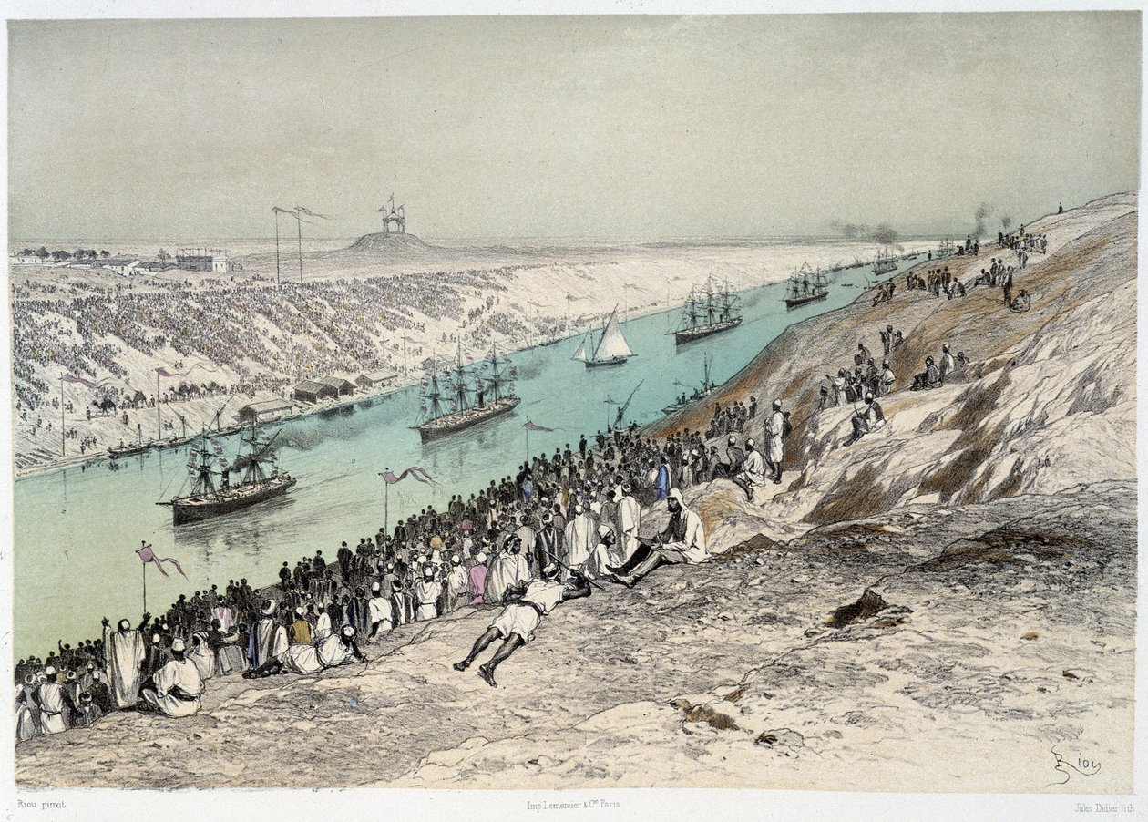 Passage til El-Guisr i "" Indvielse af Suez-kanalen af G. Nicole. 1869 af Edouard Riou