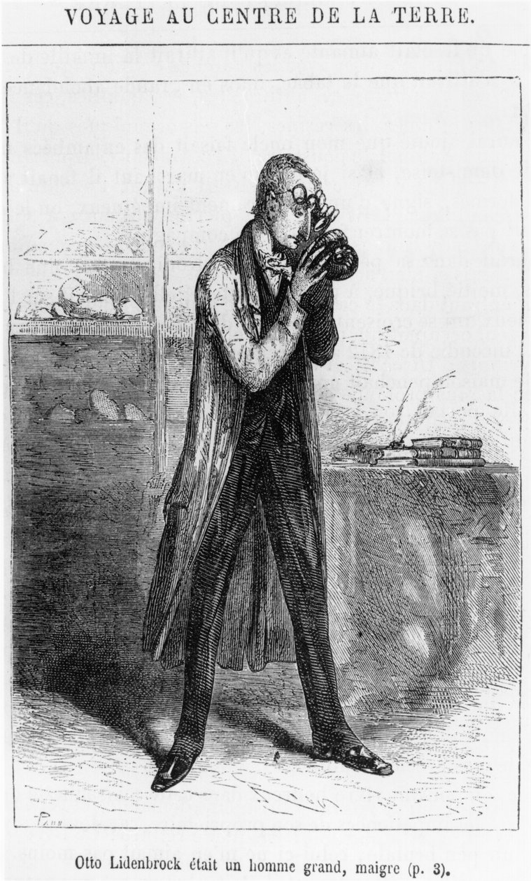 Professor Otto Lidenbrock, illustration fra 