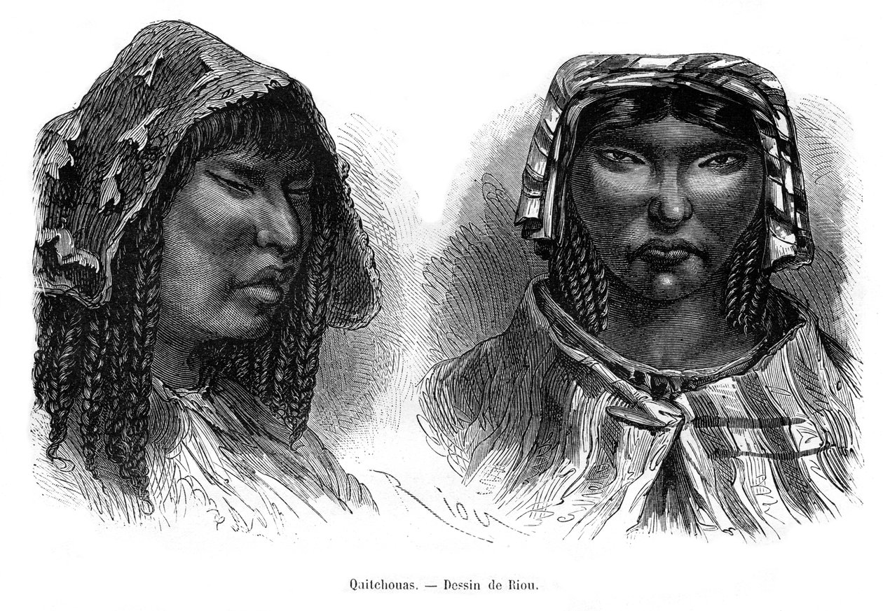 Quichua-indianere, Sydamerika, 1800-tallet af Edouard Riou