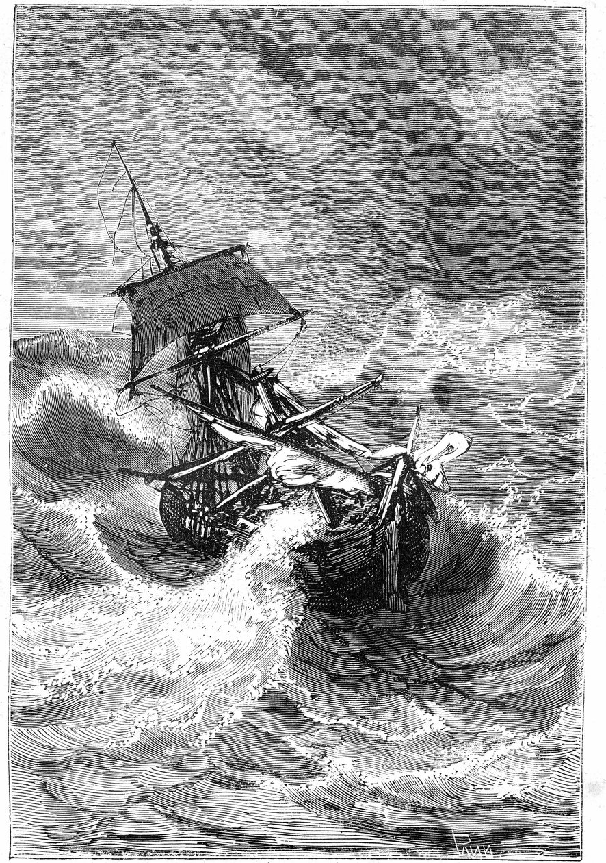 vignet af Jules Vernes bog "The Children of Captain Grant, Journey Around the World", 1867 af Edouard Riou