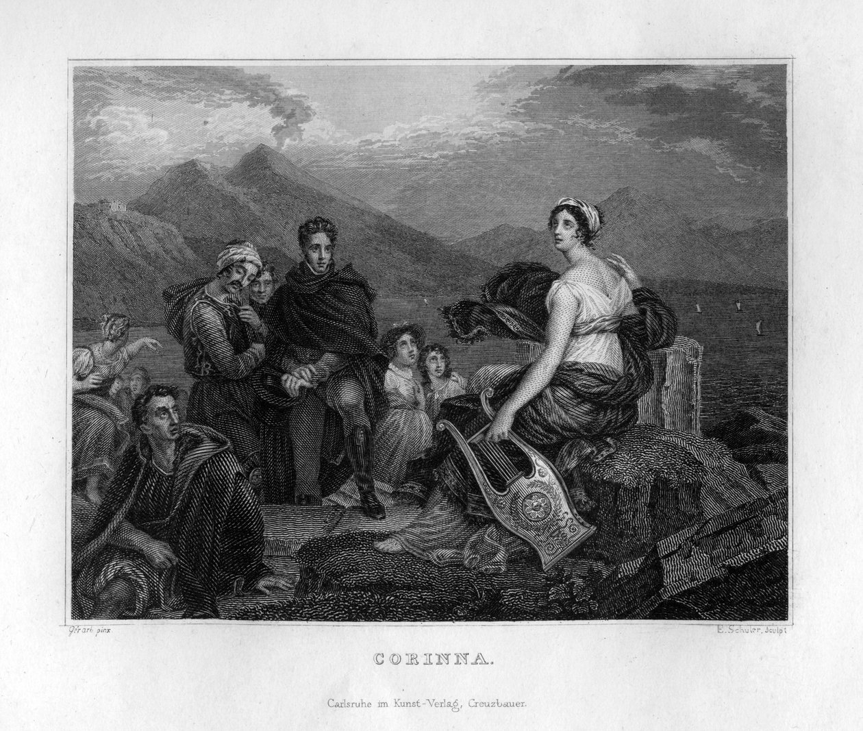 Corinna, oldgræsk digter, c1833 af Edouard Schuler