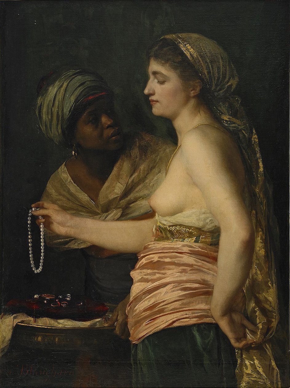 Pige med en perlehalskæde, 1874 af Edouard Theophile Blanchard