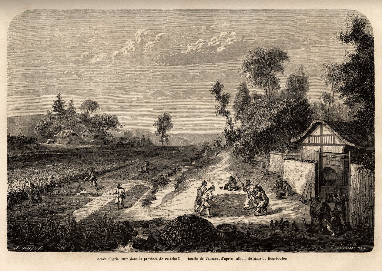 Landbrugsscener i høstsæsonen, i provinsen Pe-Tche-Li (Pe Tche Li) af Edouard Vaumort