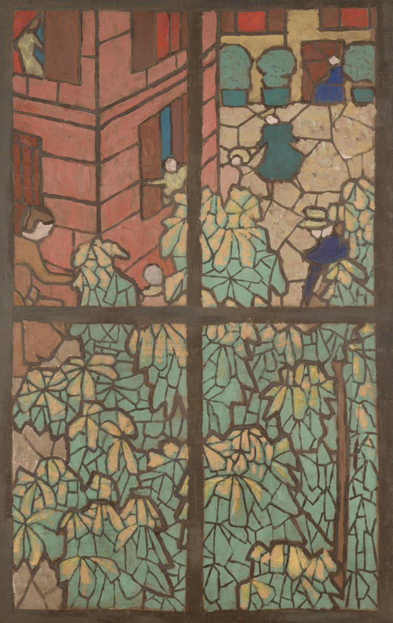 Kastanjetræer, en tegneserie til et Tiffany-farvet glasvindue af Edouard Vuillard