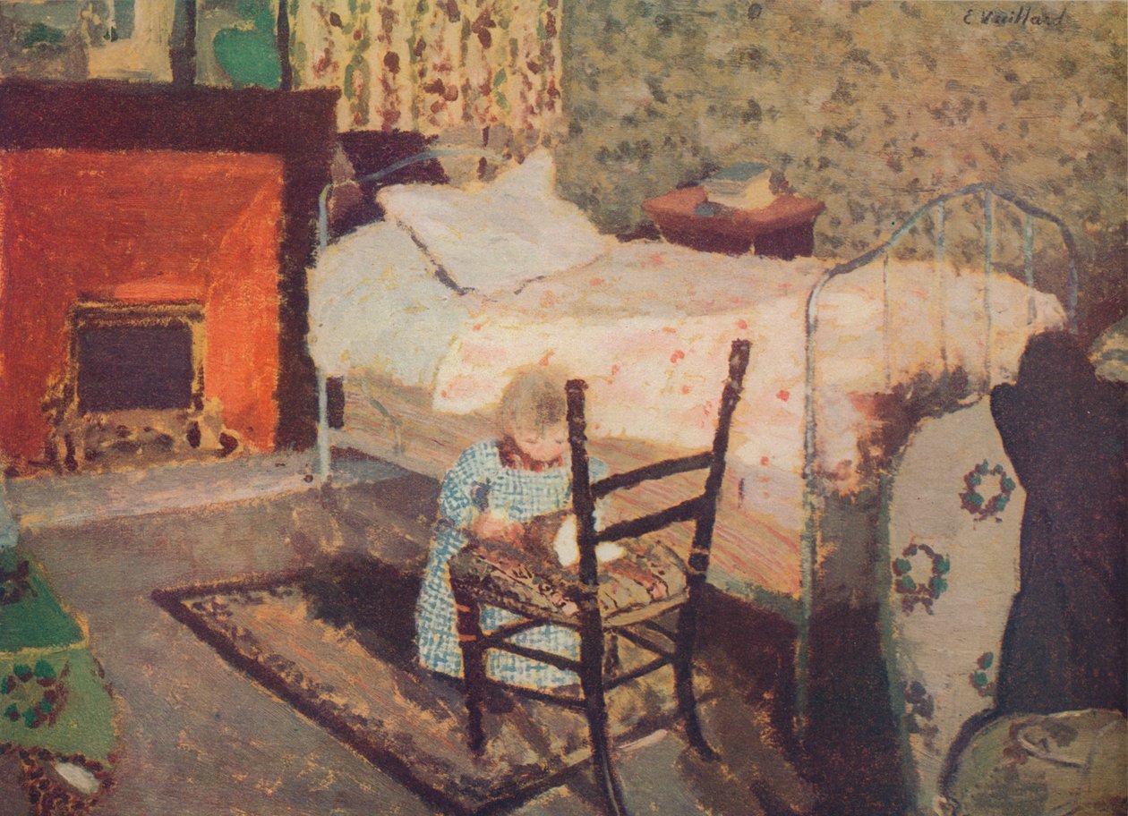Leger børn: Annette Roussel foran på en træstol, c1900, c1932 af Edouard Vuillard