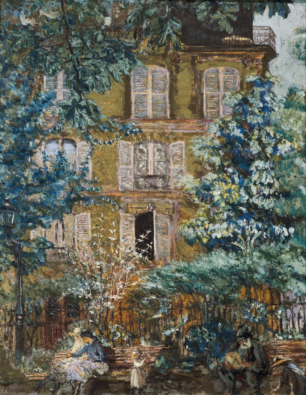 Facade af huset på pladsen (olie på lærred) af Edouard Vuillard