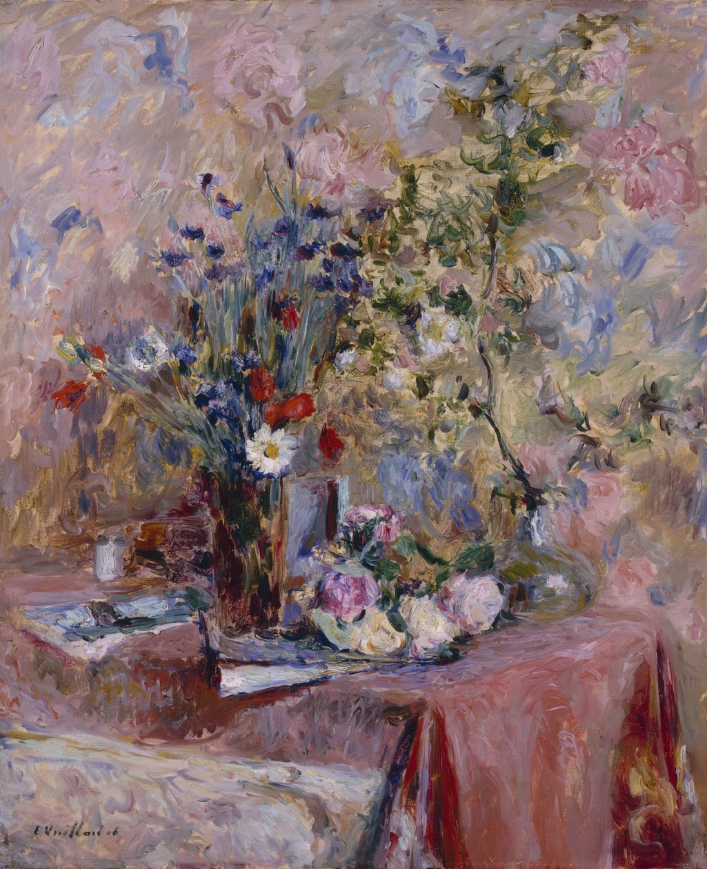 Blomster (olie på lærred) af Edouard Vuillard